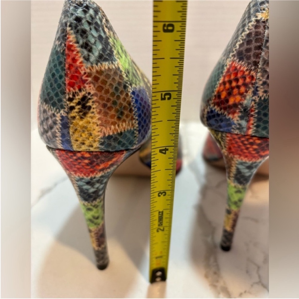 Aera Olivia Pump Snake Multicolor Patchwork Heels… - image 8